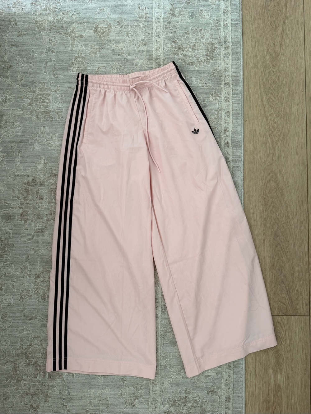 adidas Light Pink Joggers with Black Side Stripes